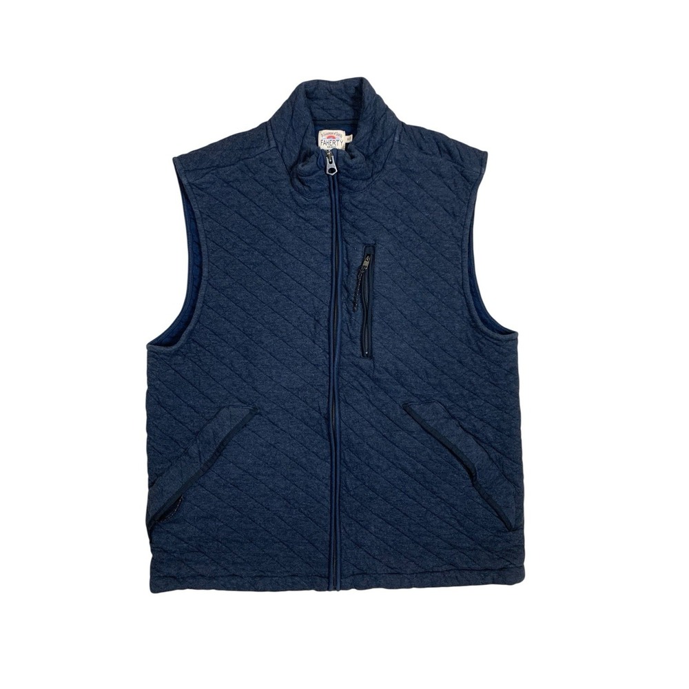 Faherty Quilted Full Zip Navy Outdoor Puffer Vest Medium